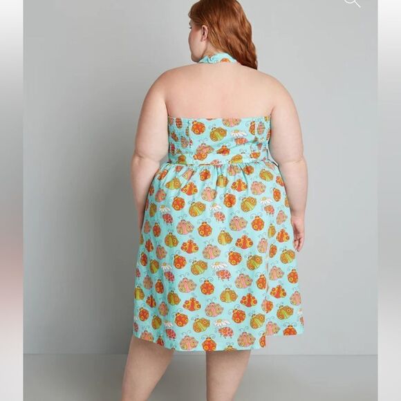 ModCloth x Marisol Muro Wm’s Sz 2XL Blue Ladybug Aligned Destiny Fit Flare Dress - Picture 4 of 8